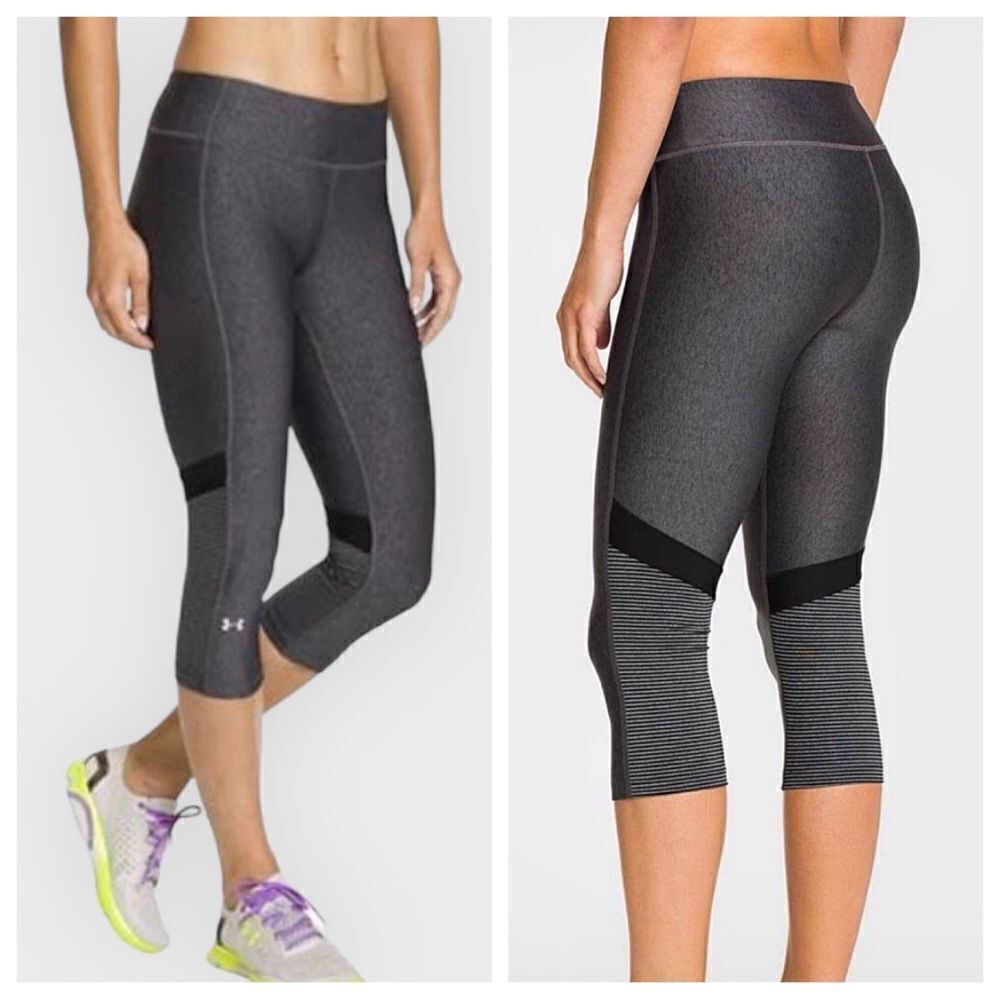 Under Armour Capri Legging Gray Black Small Compression Gym Workout